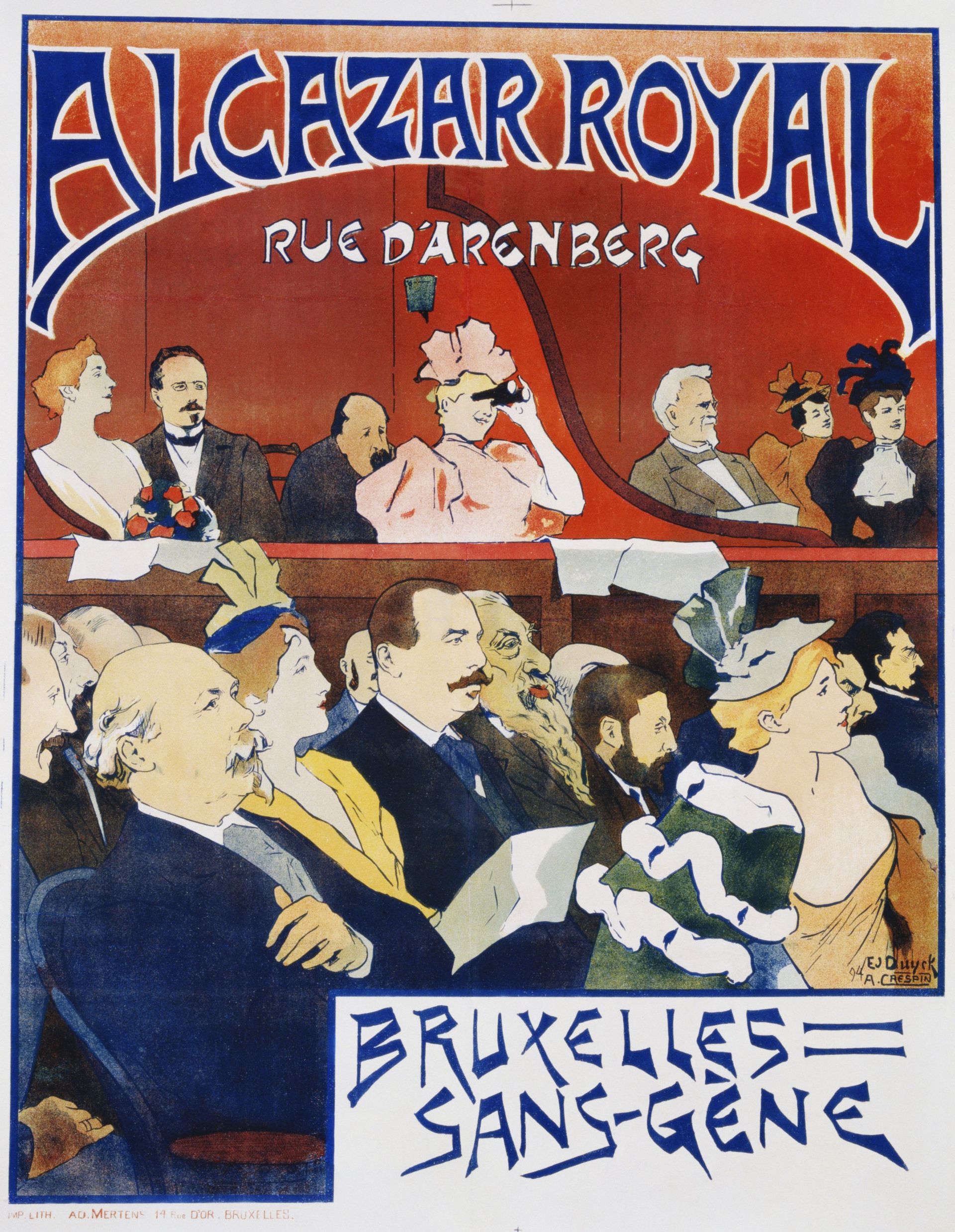 L’affiche d’un spectacle à l’Alcazar Royal, à Bruxelles, par Adolphe Crespin et Edouard Duyck