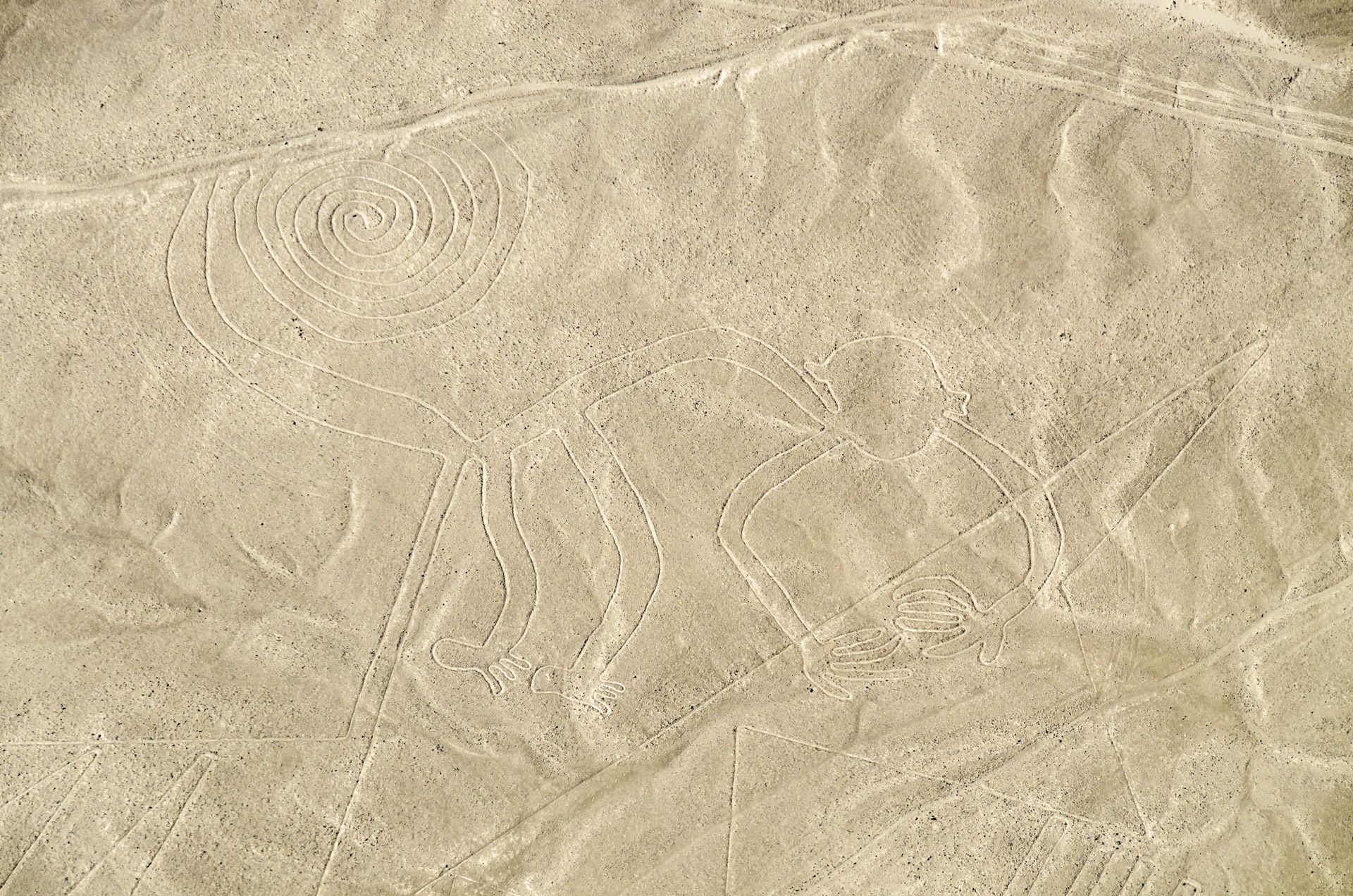 Vue aérienne des géoglyphes de Nazca, Patrimoine mondial de l'UNESCO.