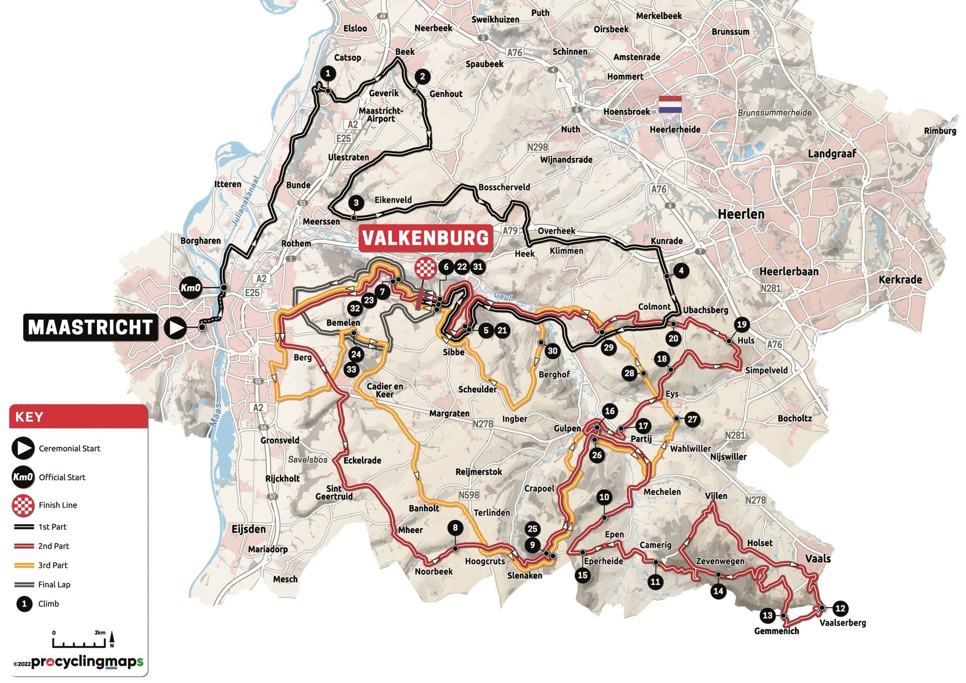 Cyclisme : La carte du parcours de l’Amstel Gold Race 2022.