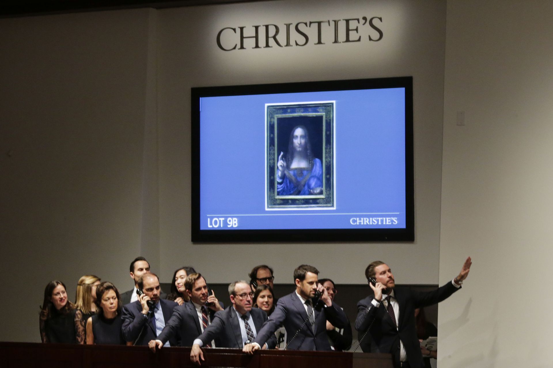 Des images prises lors de la vente du "Salvator Mundi" en 2017 chez Christie's