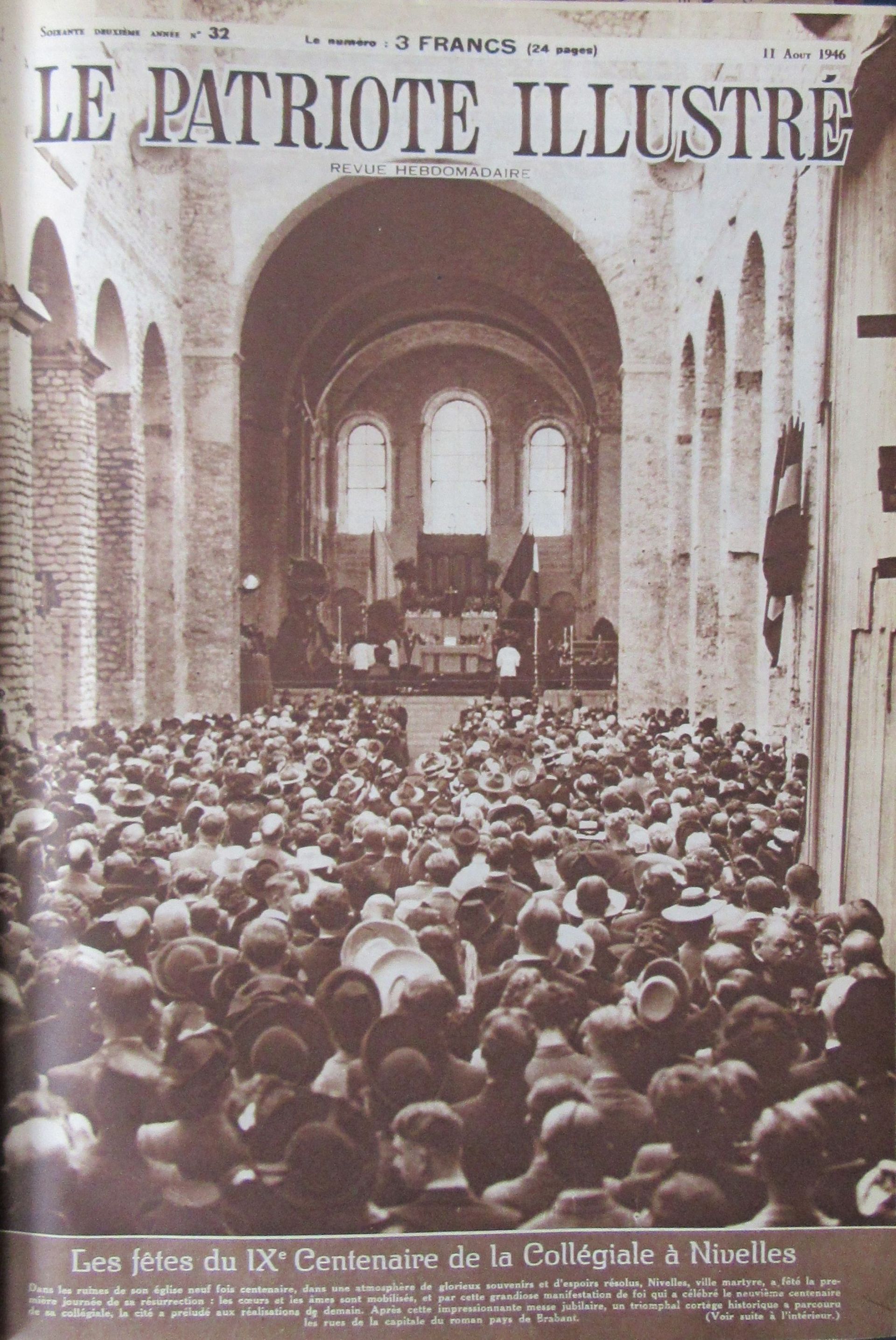 La messe dans les ruines de la collégiale de Nivelles, le 4 août 1946…