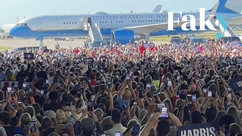 Cette photo qui montre une foule pour accueillir Kamala Harris n'a pas été générée par IA