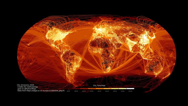 Datavisualisation des émissions de CO2 : les pays du nord du globe sont les plus gros pollueurs