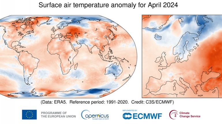 Selon Copernicus, avril 2024 est le deuxième mois d'avril le plus chaud jamais enregistré en Europe
