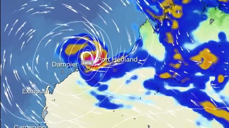 Le puissant cyclone Zelia touche terre dans l'ouest de l'Australie