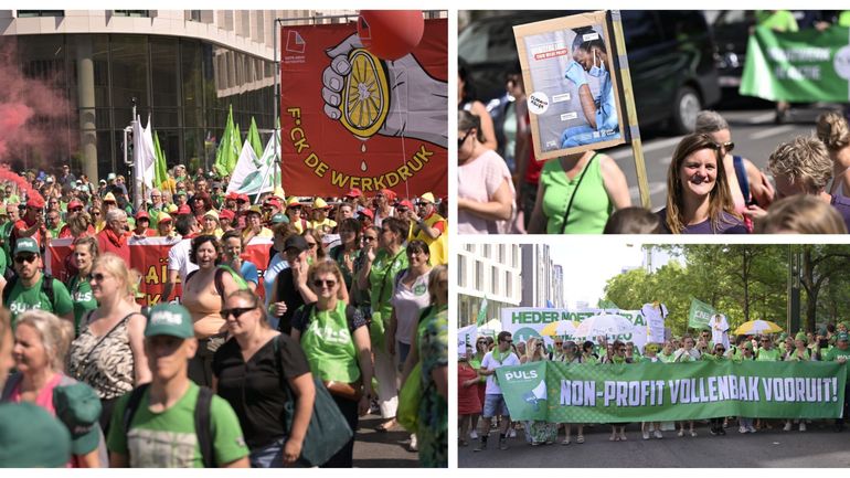 Manifestation du non-marchand : des milliers de syndicalistes défilent en front commun à Bruxelles