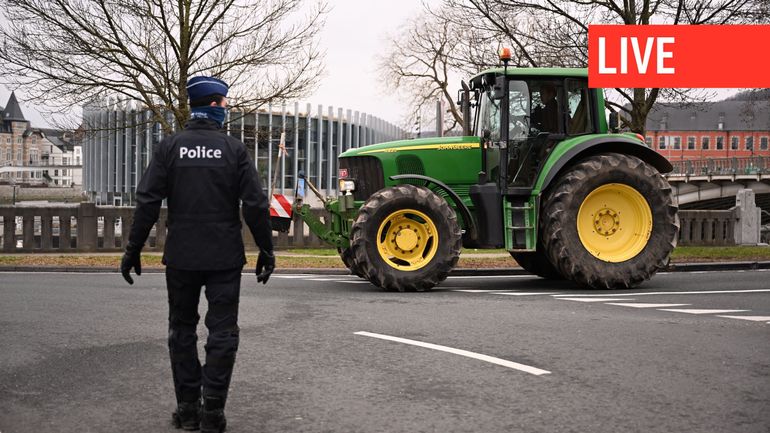 Direct - Mobilisation des agriculteurs : les tracteurs en nombre à Namur, une vingtaine déjà présents à Bruxelles