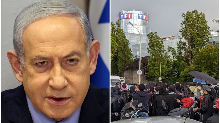 Guerre Israël-Gaza : TF1 diffuse une interview de Benjamin Netanyahu, 2500 personnes manifestent devant la chaîne