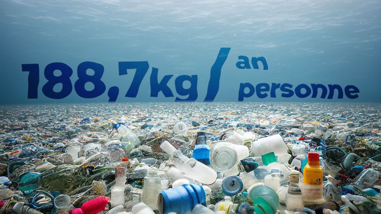 Bouteille écologique en plastique recyclé issu des océans et bouchon en  bambou