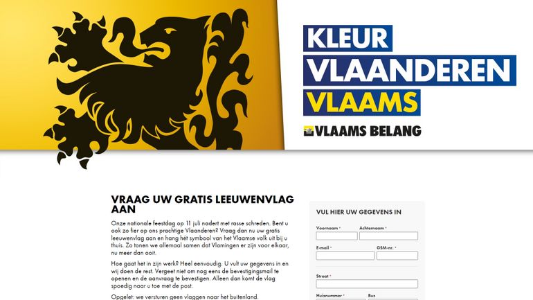 11 juillet : le Vlaams Belang a dépensé plus de 160.000 euros sur Facebook pour distribuer des drapeaux flamingants en échange de données