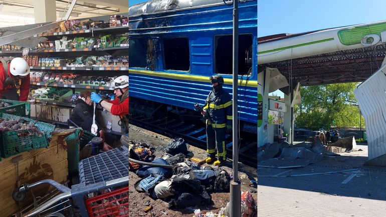 Guerre en Ukraine : supermarché, gare, pompe à essence... des frappes 