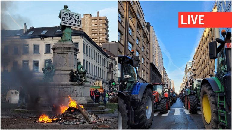 DIRECT - Colère du monde agricole : la tension monte devant le Parlement européen, les canons à eaux sont utilisés par la police