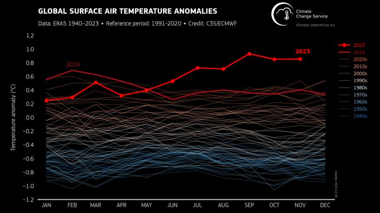 Et ça continue : novembre 2023, mois le plus chaud d'après Copernicus