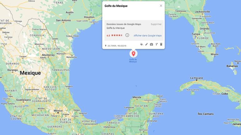Google Maps va renommer le Golfe du Mexique 