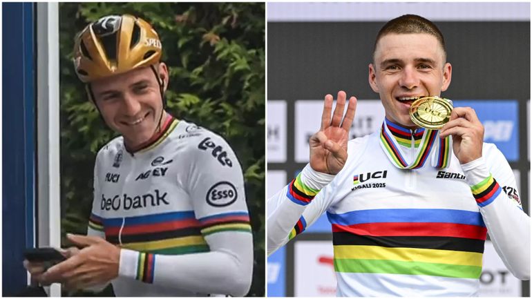 Euro de cyclisme : Remco Evenepoel en reconnaissance avec un maillot arc-en-ciel inédit