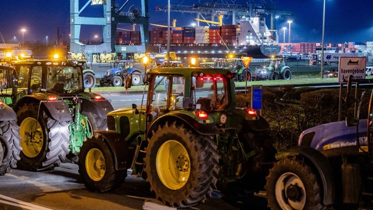Colère agricole : les premiers tracteurs arrivent au port d'Anvers, des barrages en cours au port Zeebrugge