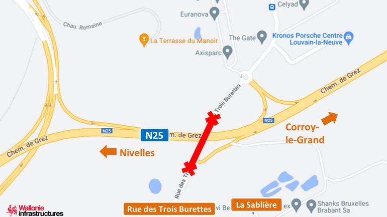 N25 Mont-Saint-Guibert : report du chantier prévu le 2 décembre pour aménager un nouvel échangeur