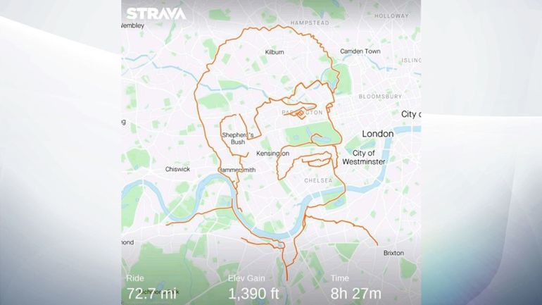 Un cycliste parcourt près de 120 kilomètres à vélo pour dessiner un portrait dans les rues de Londres