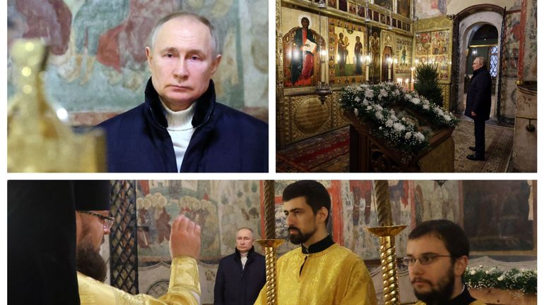 Russie : Vladimir Poutine assiste, solitaire et sans prévenir, à un office de la Noël orthodoxe à Moscou