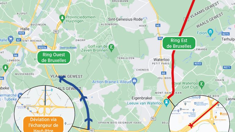 Le Ring Est sera fermé entre Genappe et Groenendael vers Bruxelles, dès 22 heures ce vendredi soir