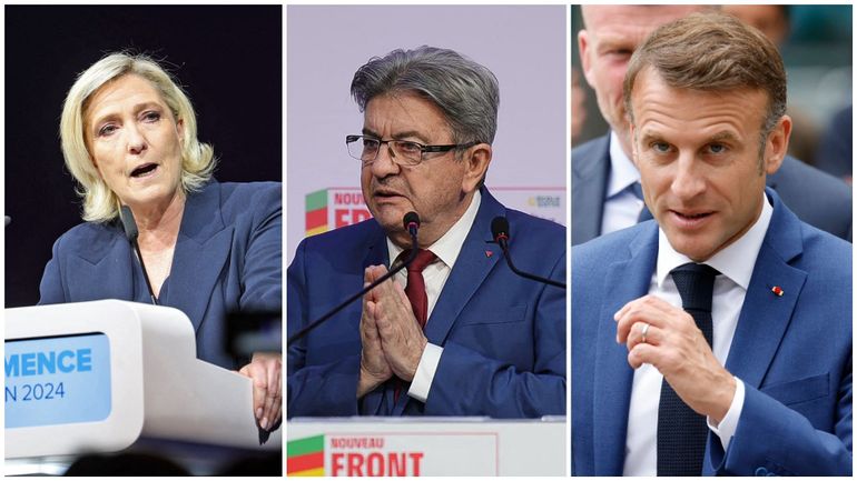 Le Pen, Mélenchon, Macron : les leaders des trois blocs s'expriment à l'annonce des premières estimations