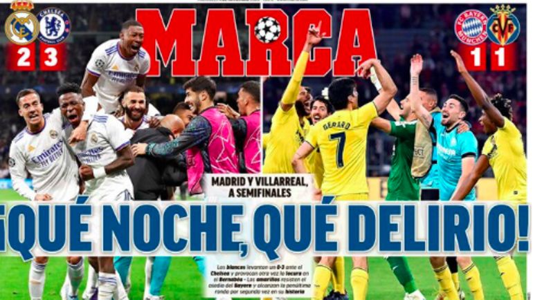 "Une nuit de délire" : la presse espagnole célèbre les exploits du Real Madrid et de Villarreal