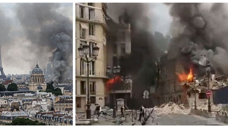 Paris : important incendie en cours dans le centre-ville, un immeuble effondré, 7 blessés en urgence 
