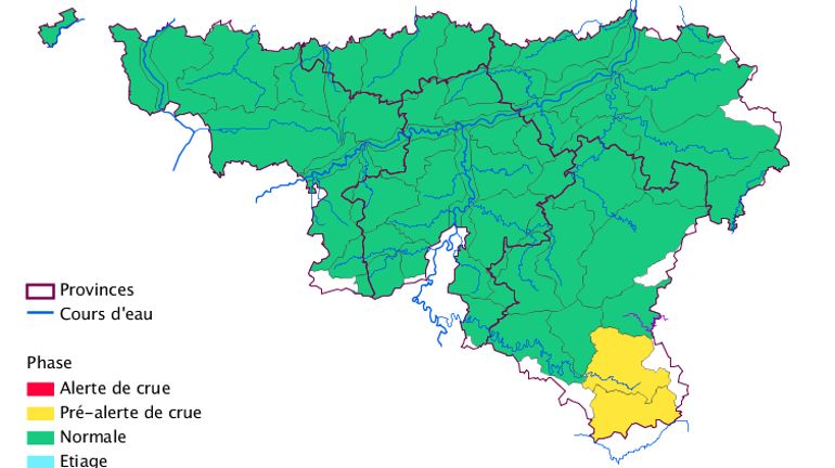 Intempéries : fin d'alerte de crue en province de Liège et maintien d'une pré-alerte en Haute Semois