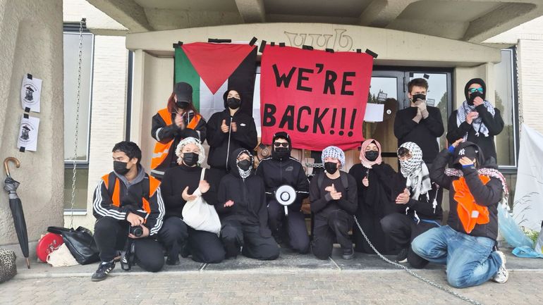 Guerre Israël-Gaza : des étudiants pro-palestiniens bloquent le rectorat de la VUB à Bruxelles