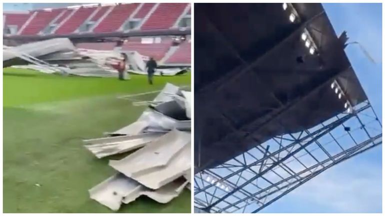 Le toit du Bosuil cède face au vent et atterrit sur la pelouse de l’Antwerp