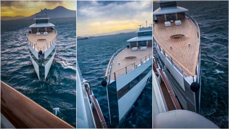 La vidéo de la collision entre l'ex mega-yacht de Steve Jobs, à la dérive, avec le Lady Moura du milliardaire mexicain Roberto Salinas