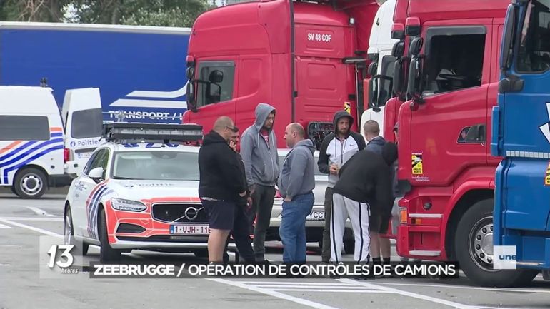 Zeebruges : Vaste opération de police pour contrôler le respect des conditions de travail des chauffeurs routiers