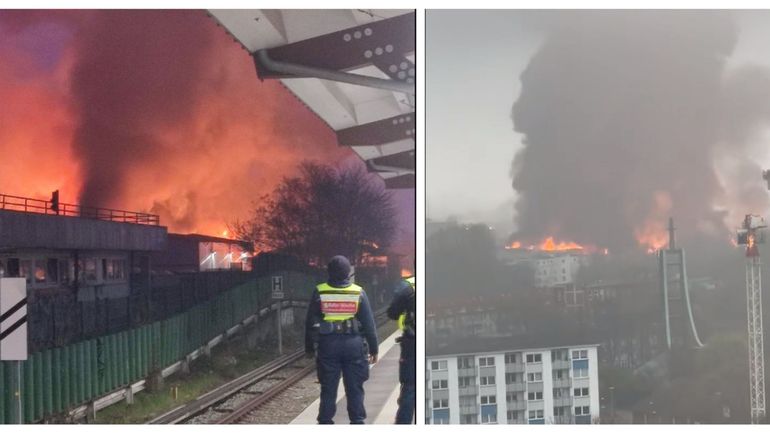 Allemagne : incendie dans des entrepôts de produits chimiques à Hambourg, un nuage de fumée visible au-dessus de la métropole