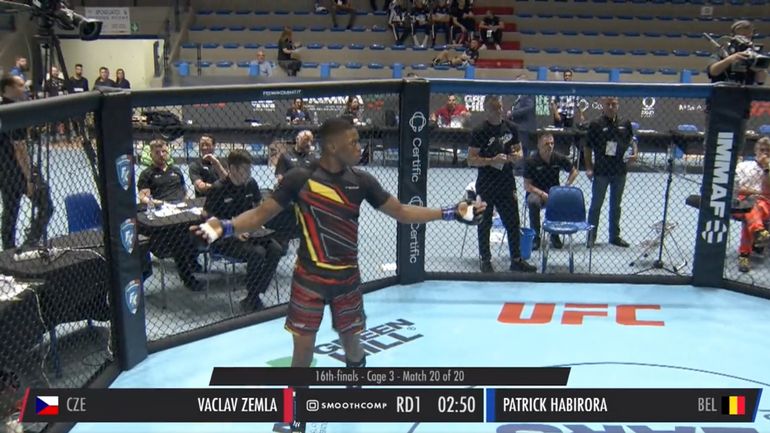 Patrick Habirora, jeune Namurois de 21 ans, réalise un K.O. éclair en 9 secondes à l'Euro de MMA