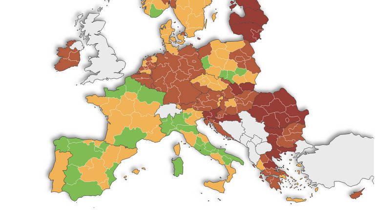 Coronavirus : la Belgique entièrement en rouge sur la carte de l'ECDC