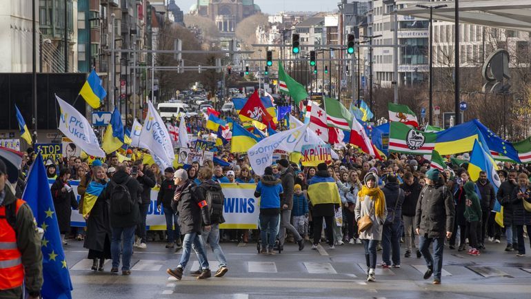 4.500 personnes dans les rues de Bruxelles contre l'invasion russe en Ukraine