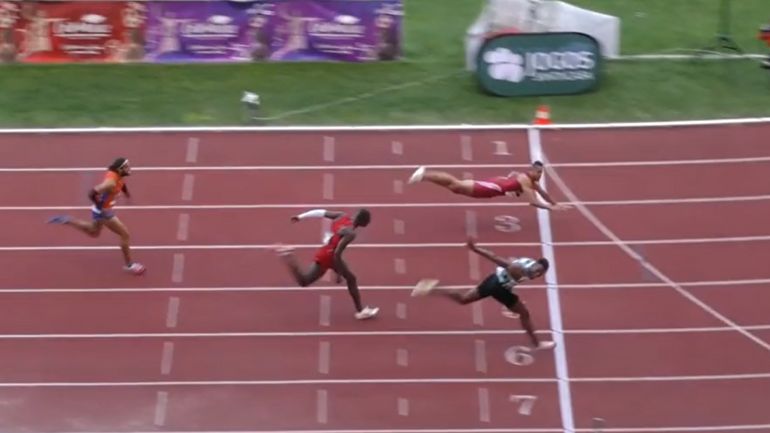 Un athlète se prend pour un super-héros et s’envole pour remporter sa course sur le fil
