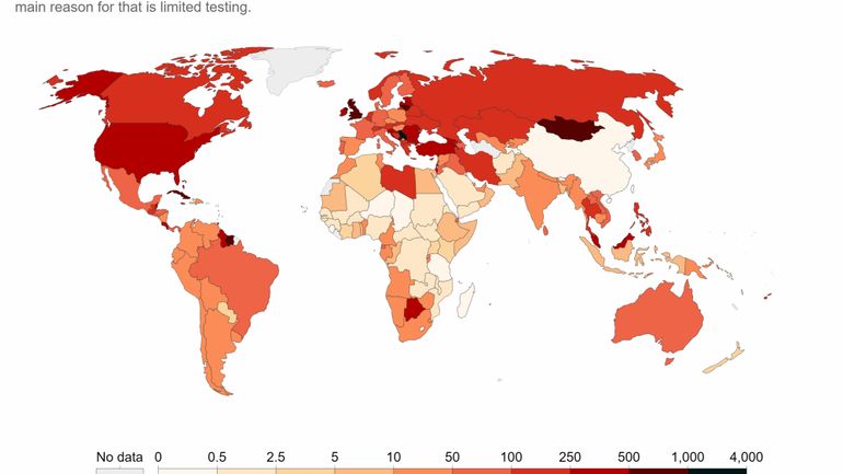 Le bilan de la pandémie de Covid-19 dans le monde: encore près de 500.000 cas détectés en 24 heures