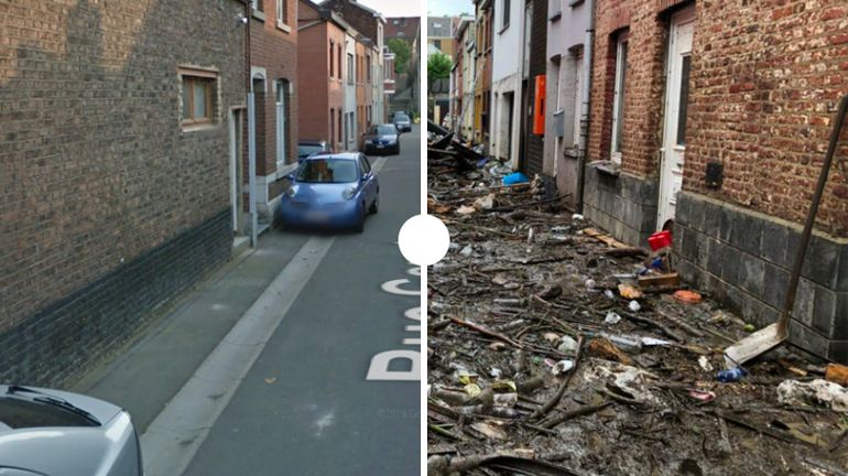 Les photos avant/après les intempéries montrent la désolation et la violence des inondations en Belgique