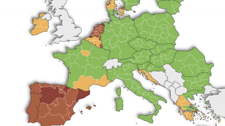Coronavirus : Andorre, les Açores, Malte, les Pays-Bas et l'Espagne en rouge sur la carte européenne