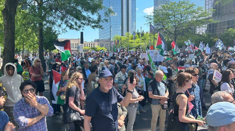 Une manifestation en cours à Bruxelles en soutien à la Palestine : 