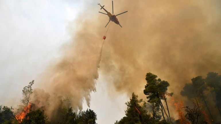 Grèce : sous une chaleur suffocante, les pompiers bataillent toujours contre deux incendies préoccupants à Olympie et Eubée