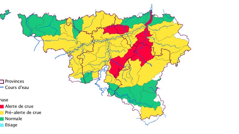 Inondations en Belgique : seules la Mehaigne, la Meuse, l'Ourthe et la Basse Lesse toujours en alerte de crue
