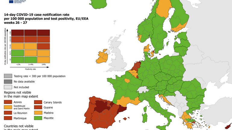 Voyages en Europe : l'Espagne et les Pays-Bas sont totalement en rouge. Voici les règles pour votre retour à partir du 19 juillet