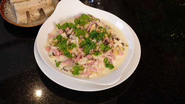 Recette : Cocotte de moules aux lardons de Gerald Watelet