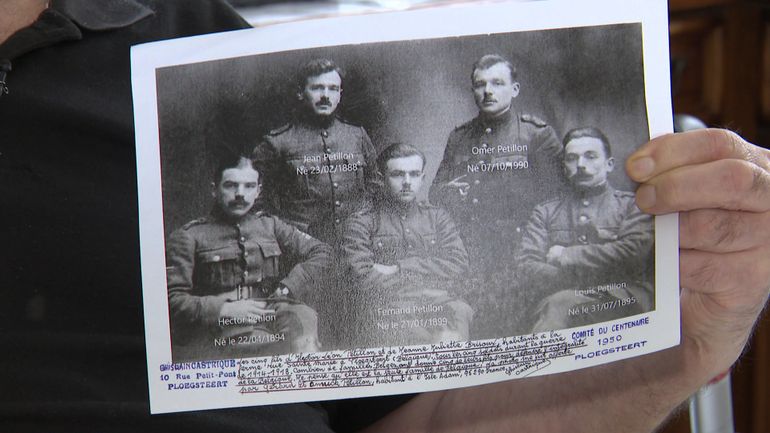 Ghislain Castrique et les cinq fils Pétillon, survivants de la Grande Guerre
