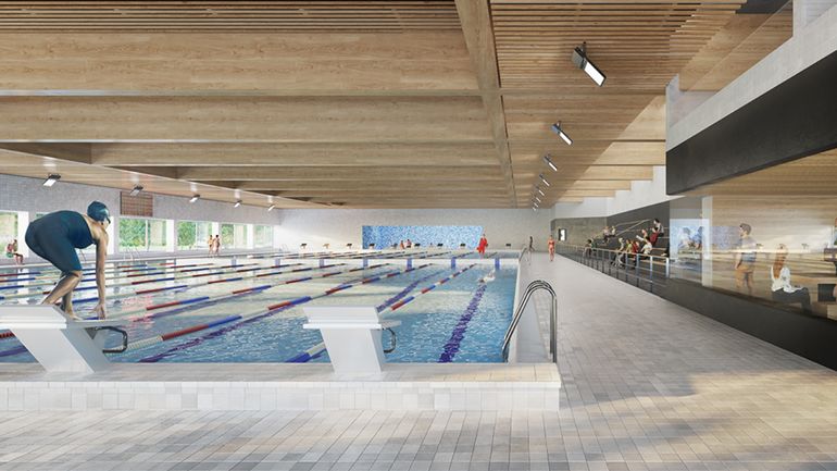 La future piscine olympique de Louvain-la-Neuve, sobre, fonctionnelle et très économe en énergie