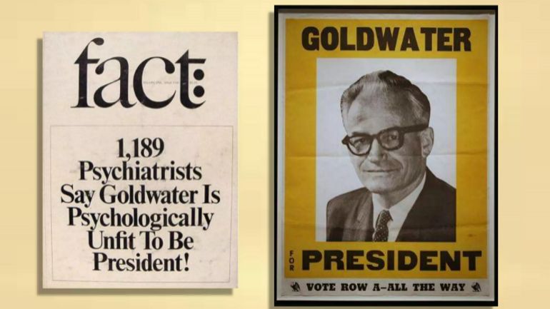 La une de Fact et une affiche de Barry Goldwater
