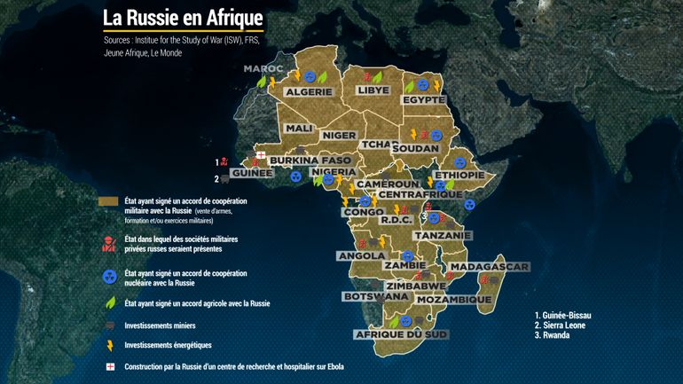 Cartographie de l'influence russe sur le continent africain