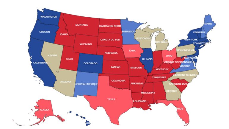 Présidentielle américaine : la carte pour comprendre comment Donald Trump ou Kamala Harris peuvent gagner l'élection